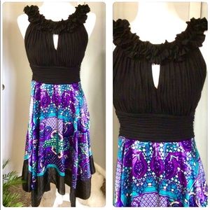 Fit & Flair Dress Handkerchief hem Scarf Print 10